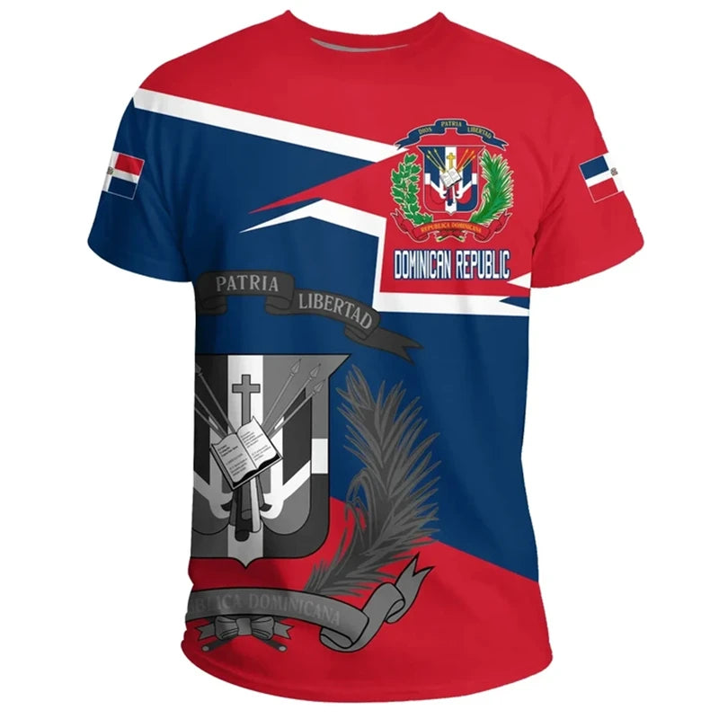 Dominican Republic 3D Printed Casual Short Sleeve T-Shirts for Men and Women - Breathable and Comfortable Outdoor Sports Tees