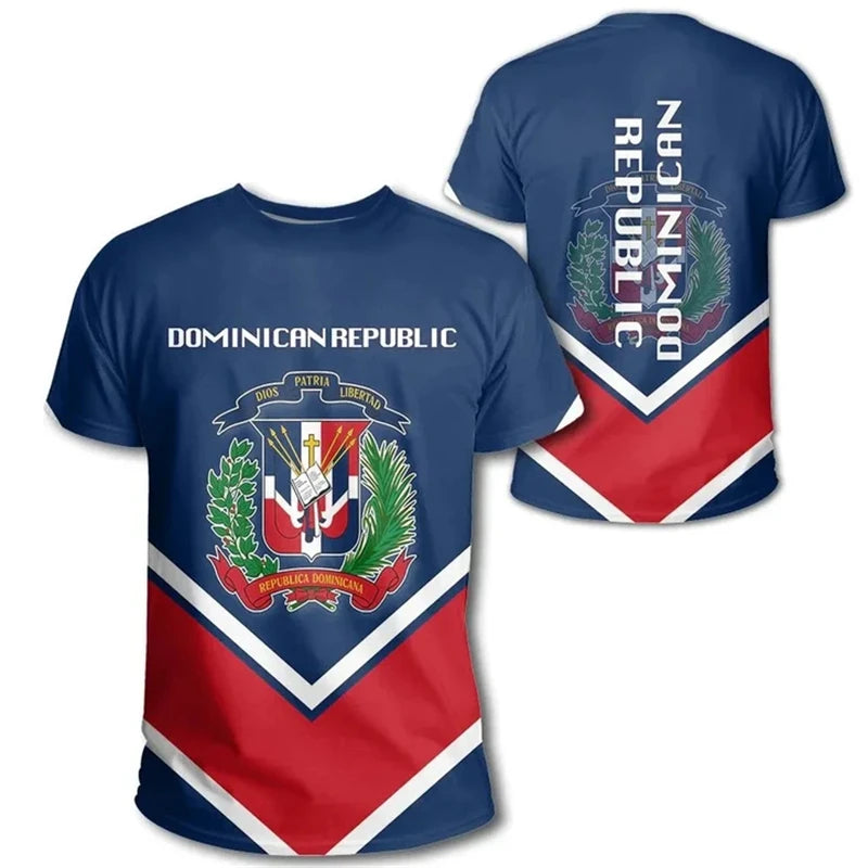 Dominican Republic 3D Printed Casual Short Sleeve T-Shirts for Men and Women - Breathable and Comfortable Outdoor Sports Tees