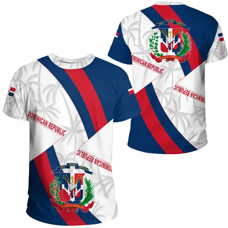 Dominican Republic 3D Printed Casual Short Sleeve T-Shirts for Men and Women - Breathable and Comfortable Outdoor Sports Tees