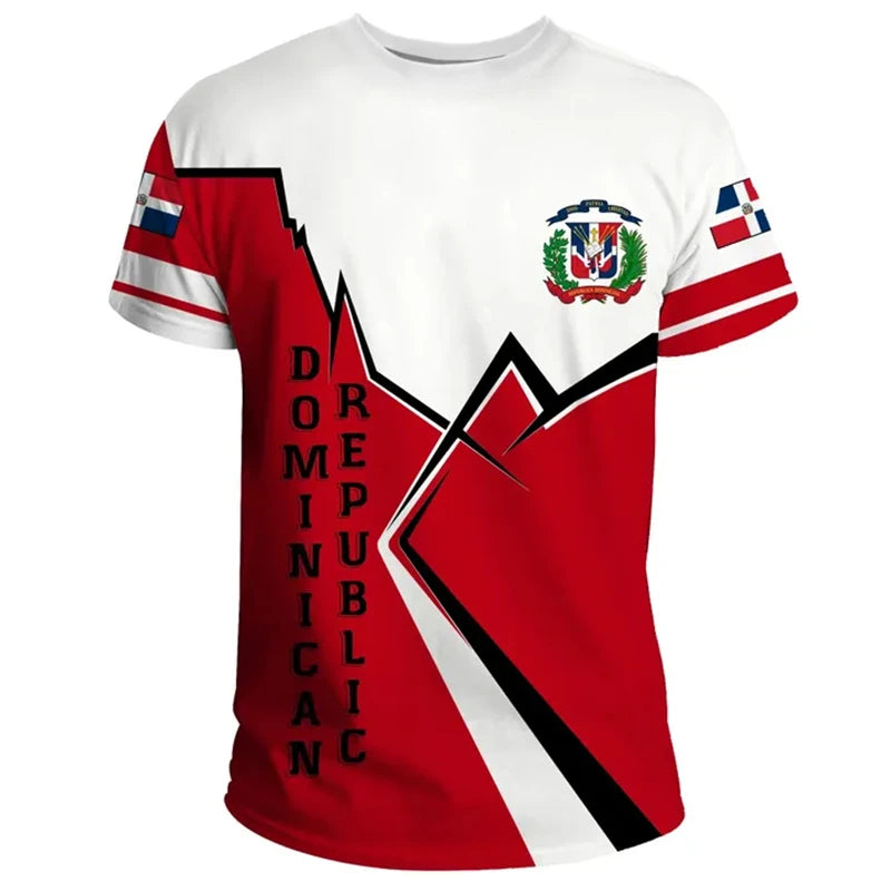 Dominican Republic 3D Printed Casual Short Sleeve T-Shirts for Men and Women - Breathable and Comfortable Outdoor Sports Tees