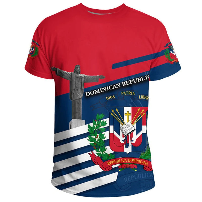 Dominican Republic 3D Printed Casual Short Sleeve T-Shirts for Men and Women - Breathable and Comfortable Outdoor Sports Tees