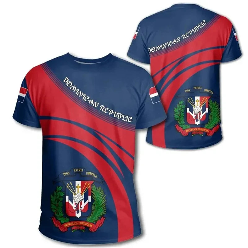 Dominican Republic 3D Printed Casual Short Sleeve T-Shirts for Men and Women - Breathable and Comfortable Outdoor Sports Tees