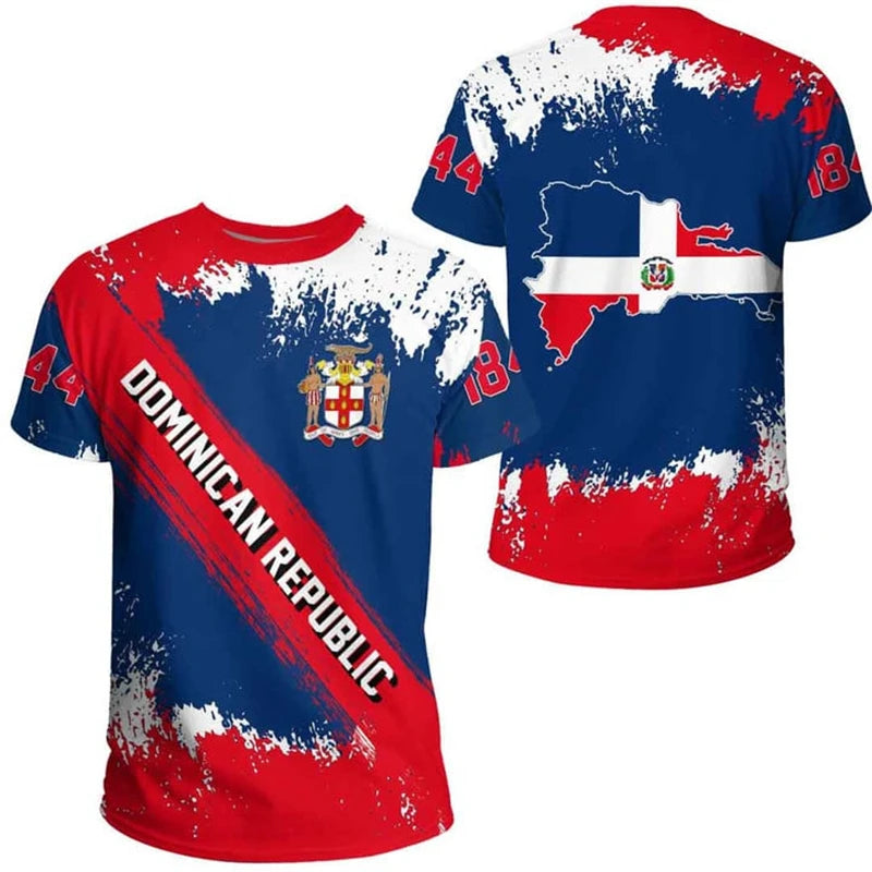 Dominican Republic 3D Printed Casual Short Sleeve T-Shirts for Men and Women - Breathable and Comfortable Outdoor Sports Tees