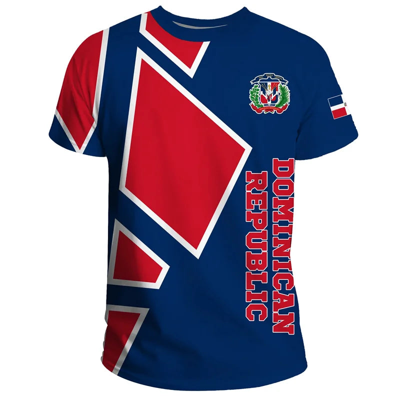 Dominican Republic 3D Printed Casual Short Sleeve T-Shirts for Men and Women - Breathable and Comfortable Outdoor Sports Tees