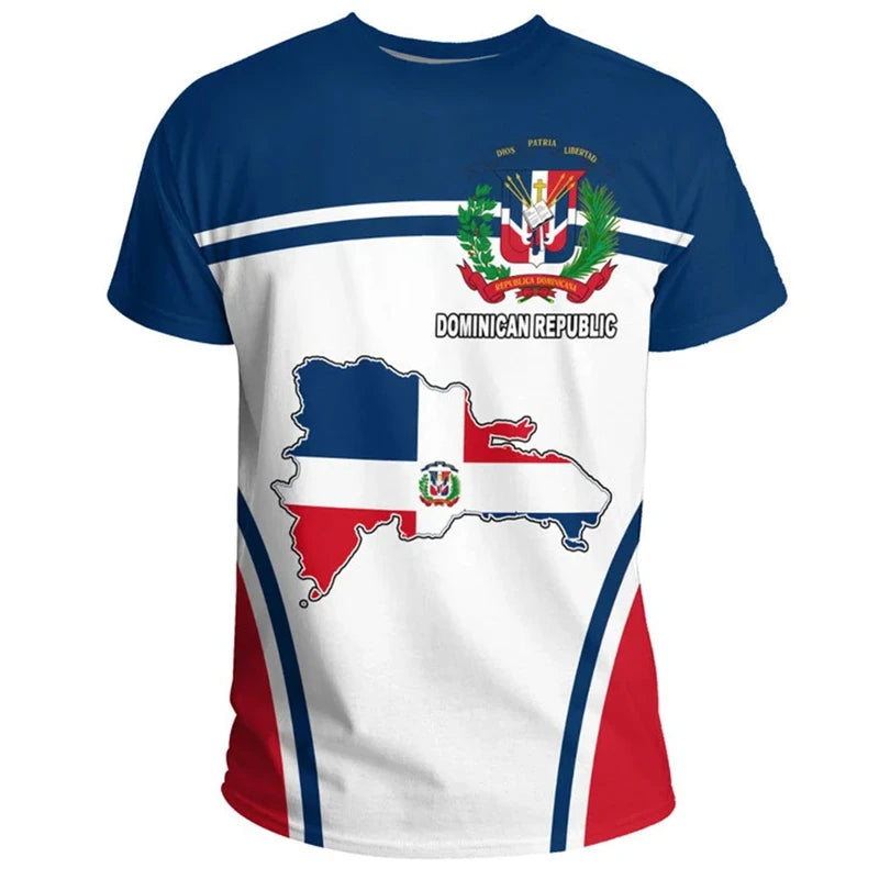 Dominican Republic 3D Printed Casual Short Sleeve T-Shirts for Men and Women - Breathable and Comfortable Outdoor Sports Tees