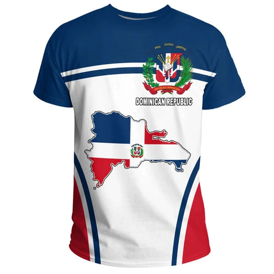 Dominican Republic 3D Printed Casual Short Sleeve T-Shirts for Men and Women - Breathable and Comfortable Outdoor Sports Tees